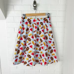 Retrolicious Picnic Summer Barbecue Retro Mod Printed Skirt Size S